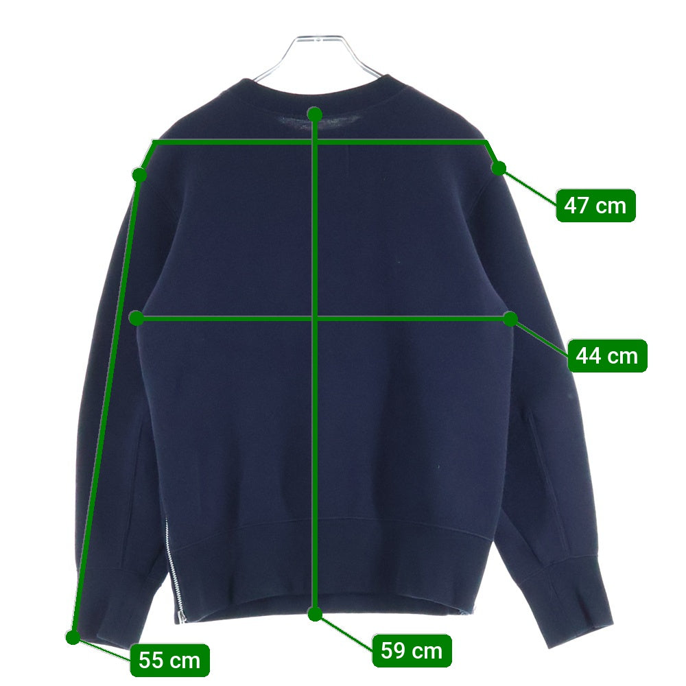 Sacai(サカイ) 18AW エンブレム ロゴ サイドジップ クルーネック 長袖