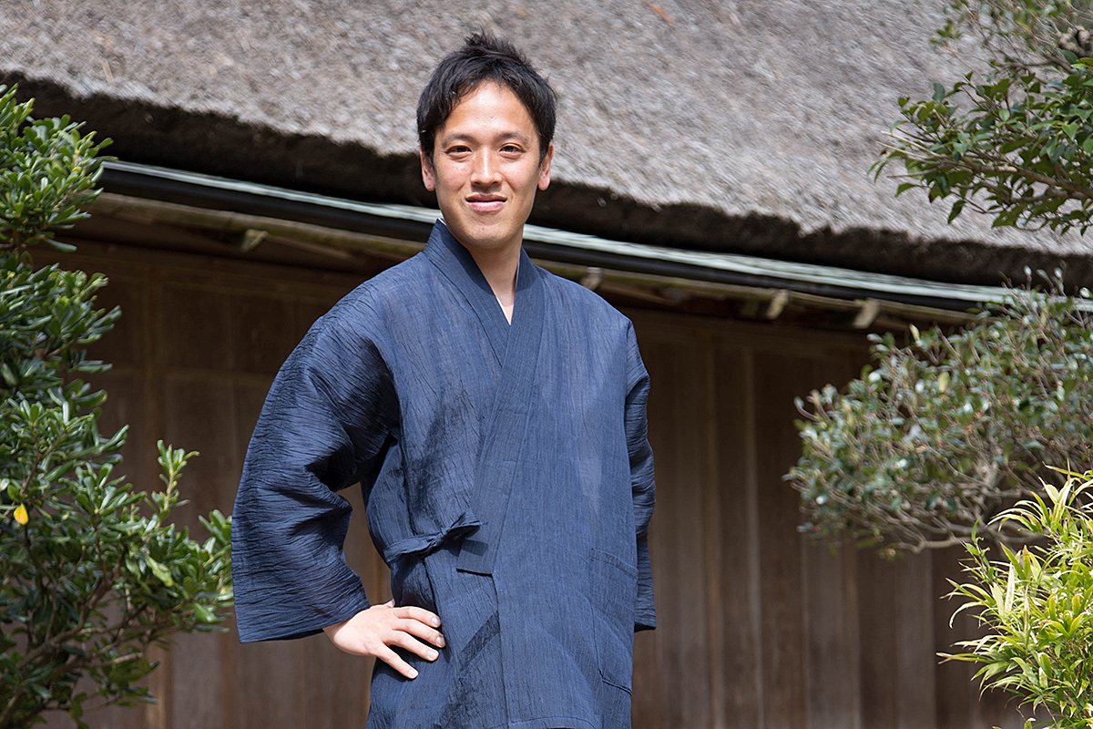 小千谷ちぢみ本麻作務衣 No.1 濃紺