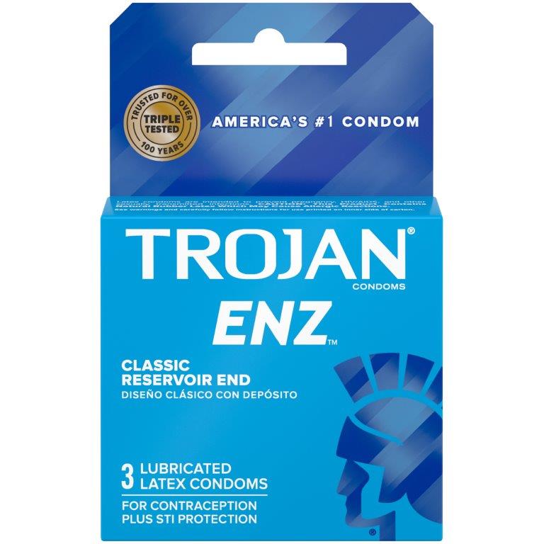 Wholesale Trojan Enz Lubricated Condoms Box - Box of 3 - Weiner's LTD