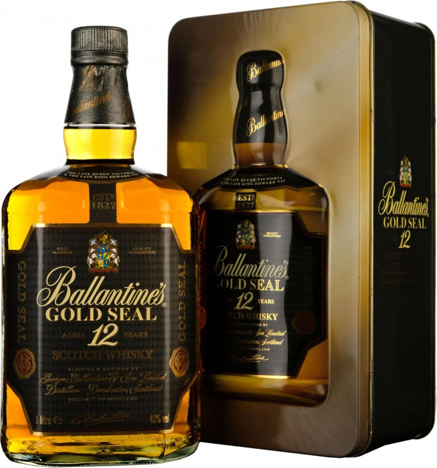 Whisky Ballantine's Gold Seal, 12 Years Old, metal box, 1000 ml