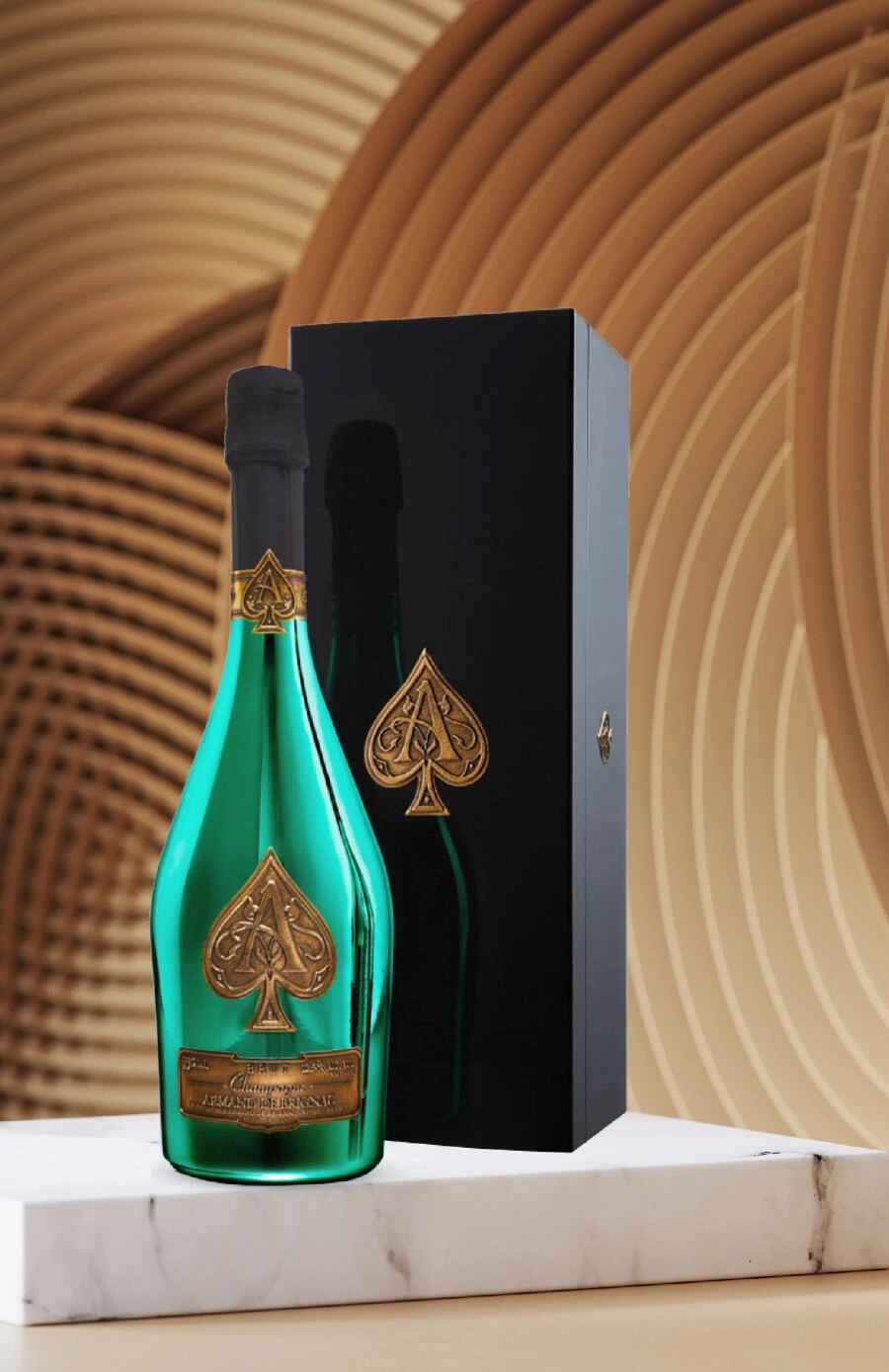 Champagne Armand de Brignac Brut Green Limited Edition, wooden box