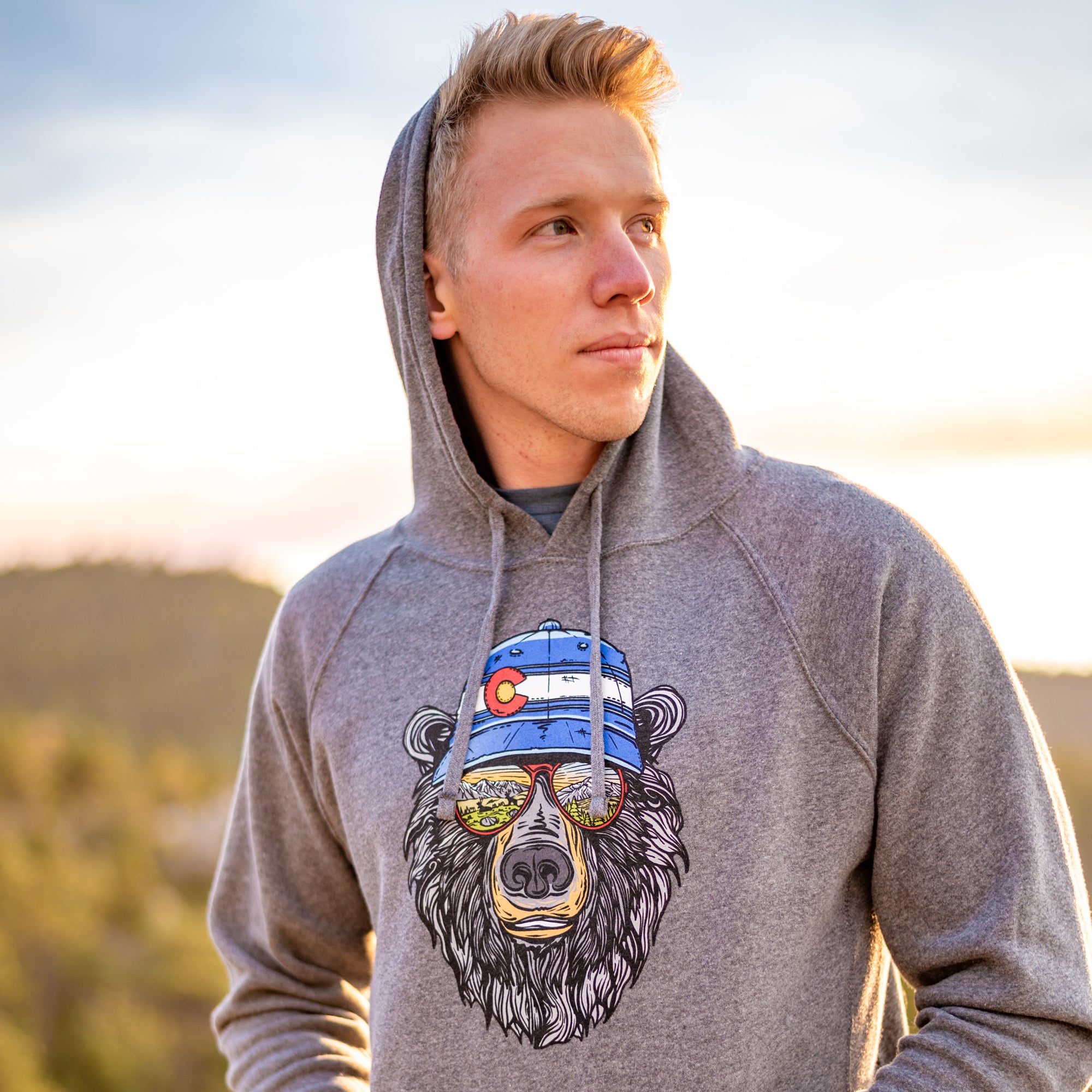 Miami Vice Grey Colorado Hoodie | Colorado Sweatshirt w/ Bear