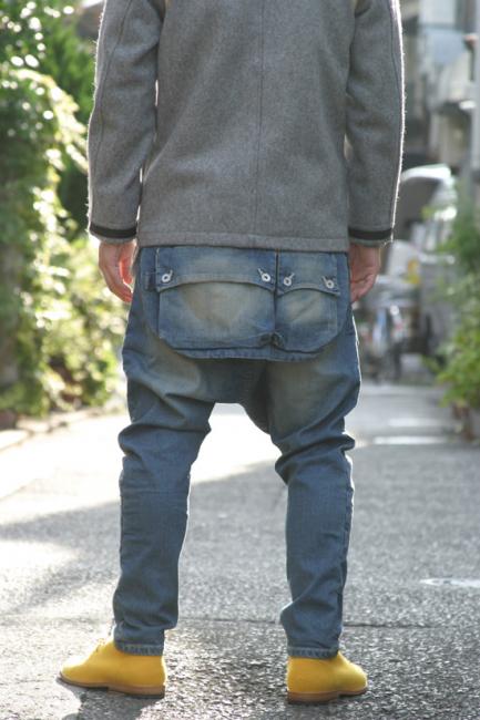 ネイタルデザイン G55-GBサルエルフラップデニムパンツ（リアルダメージ）