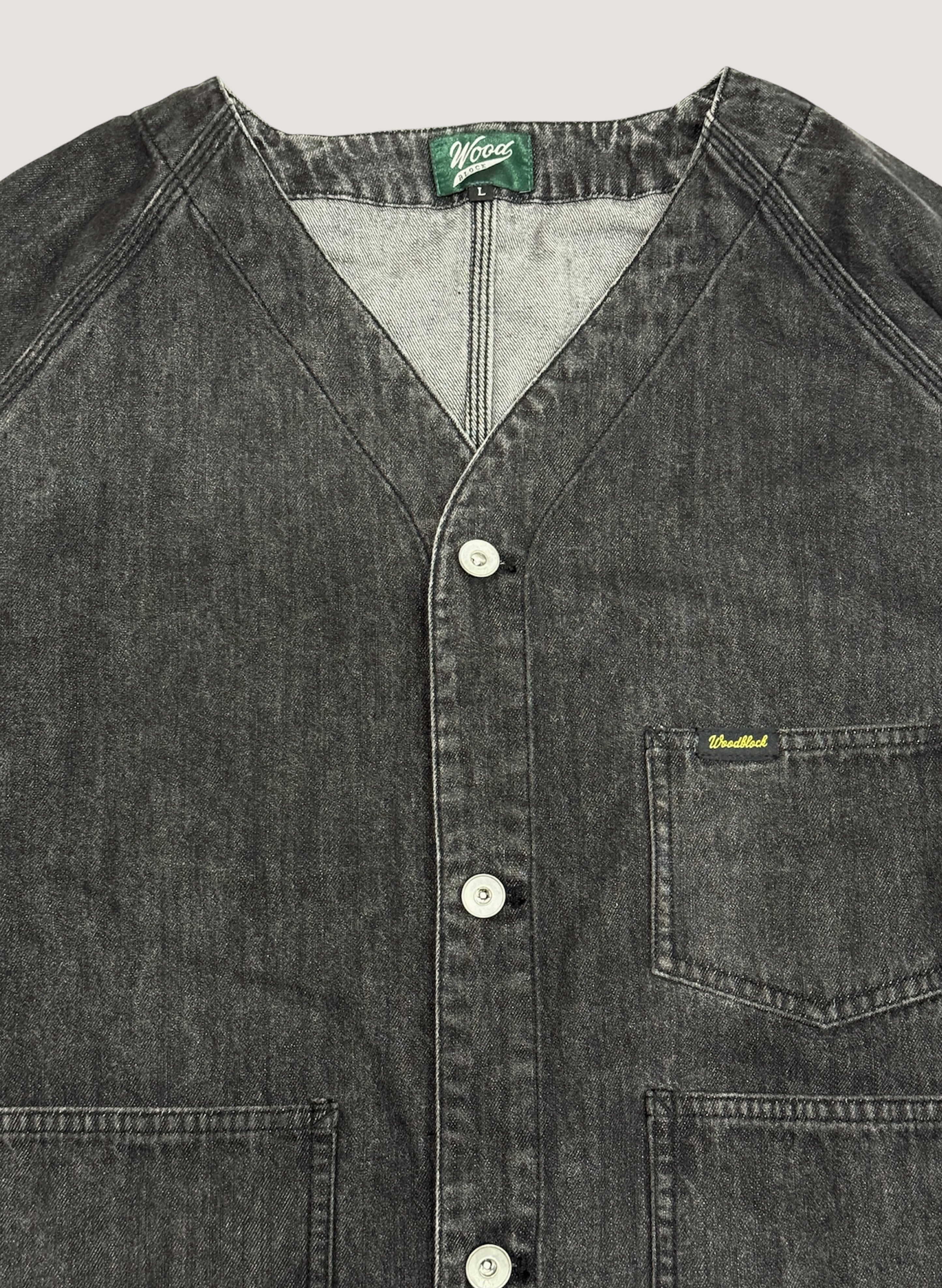 WOODBLOCK DENIM ENGINEER JACKET BLACK (WB-24AW-002)