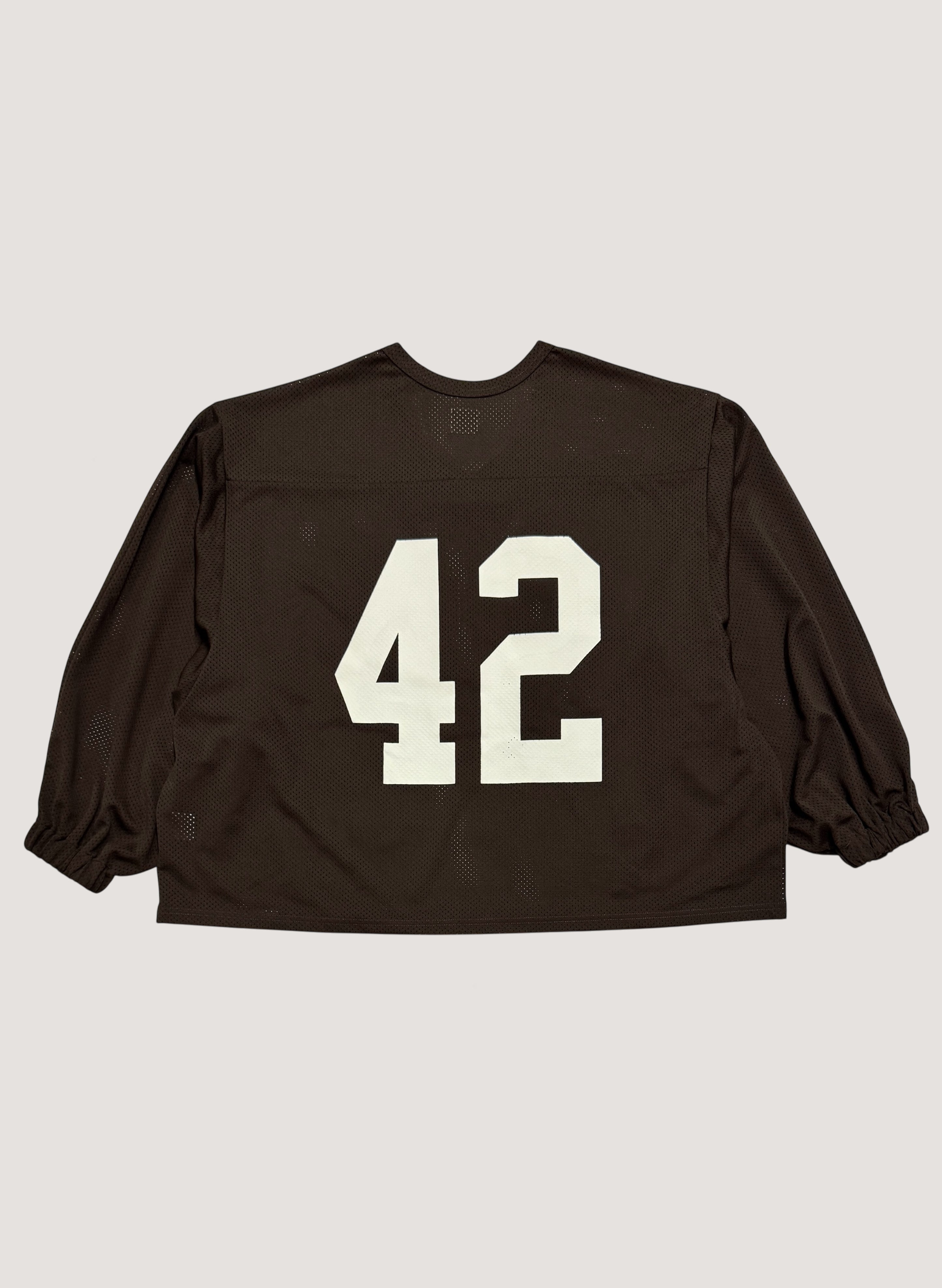 WOODBLOCK 42 MESH FOOTBALL LS SHIRT BROWN/WHITE (WB-25SS-004)