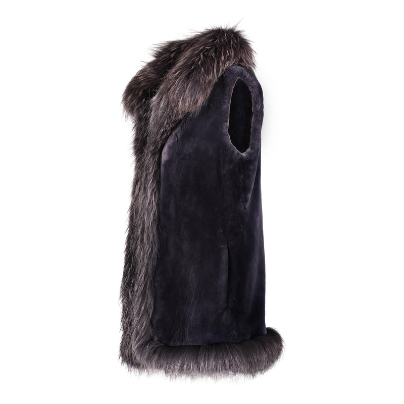 Sheared Beaver Long Vest with Fox Fur Trim – Wolfie Premium Outerwear