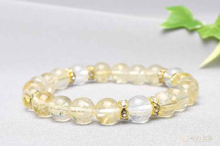 シトリン・クラック水晶 ブレスレット ロンデル4ポイント ｜ 天然石