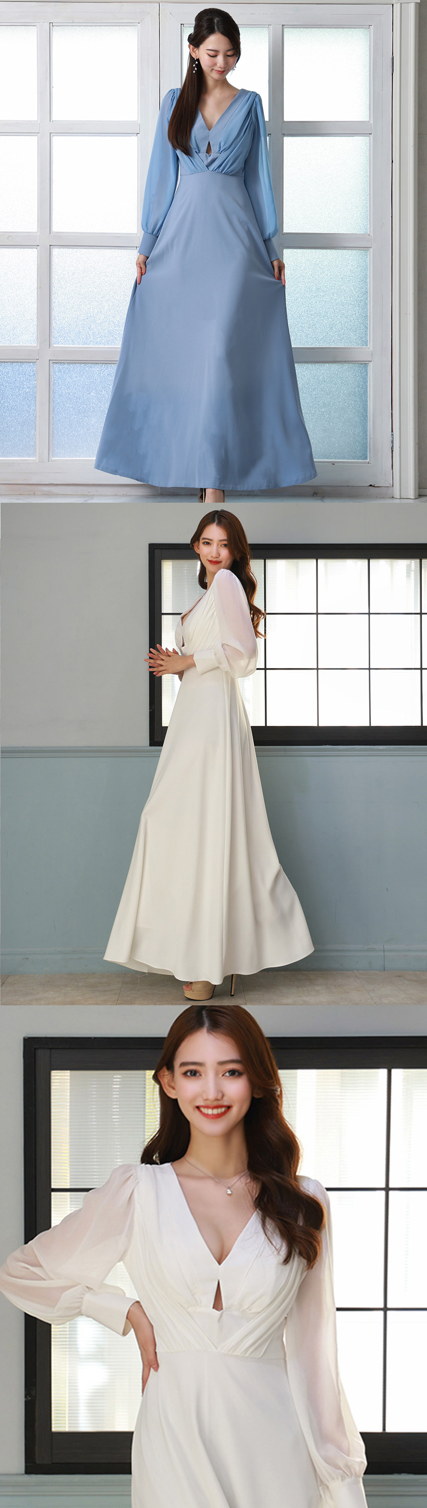 シフォン長袖ロングドレス/rinfarre - カラードレス