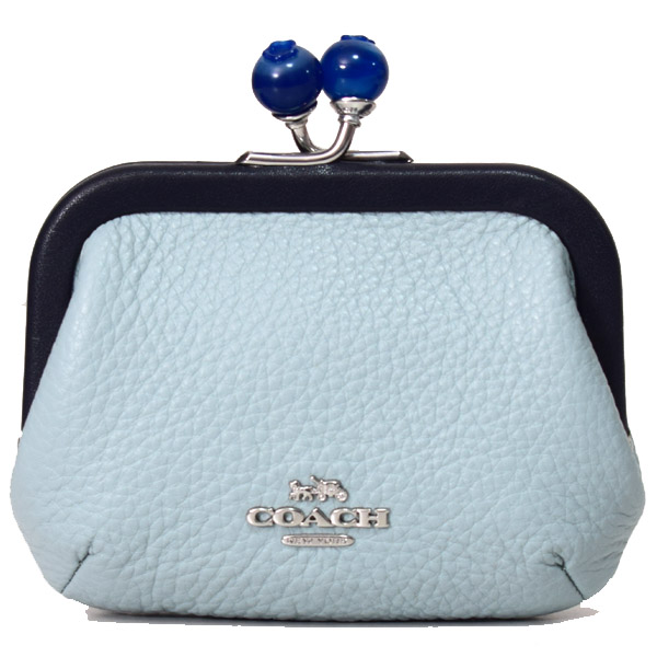 COACH】コーチ ぺブルレザー キスロック がま口 ノラ ブルーベリー