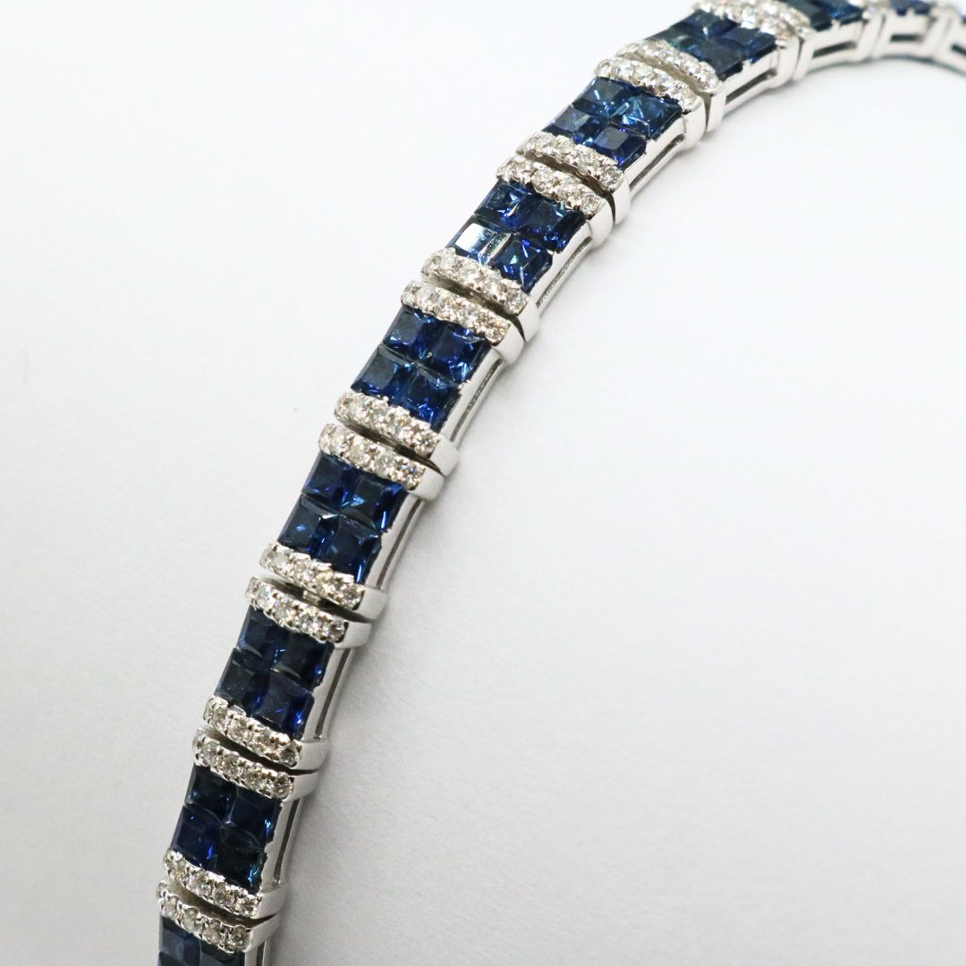 K18WG D1.00ct/S6.44 サファイアダイヤモンド テニスブレスレット【新品】