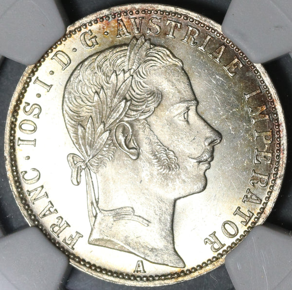 1861-A NGC MS 64+ Austria 1 Florin Silver Franz Joseph Vienna Coin