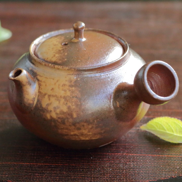 山本広巳 萬古焼〆急須 満容量240ml 共箱 名匠の煎茶器