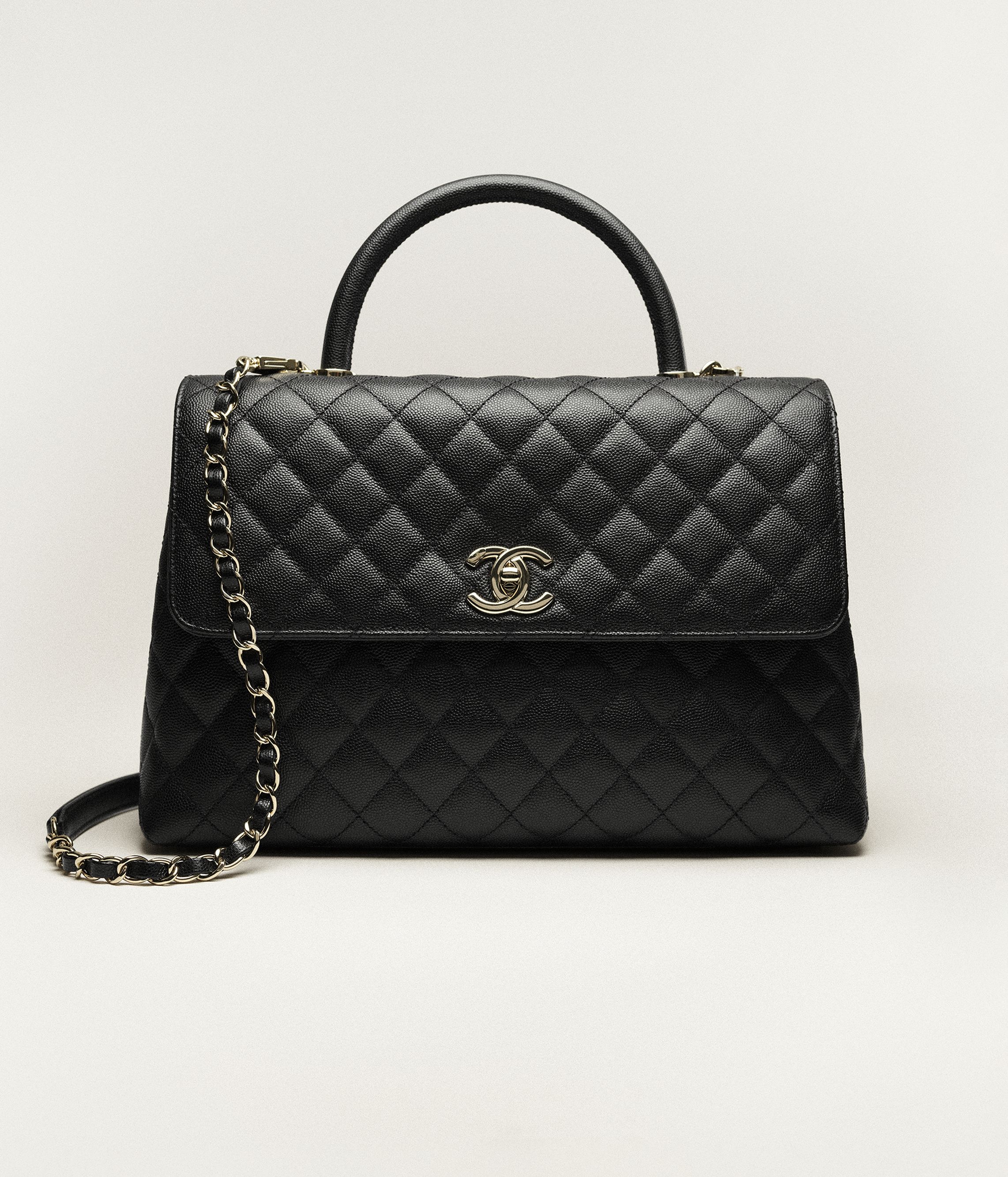 Mini 2.55 handbag, Aged calfskin & gold-tone metal, black