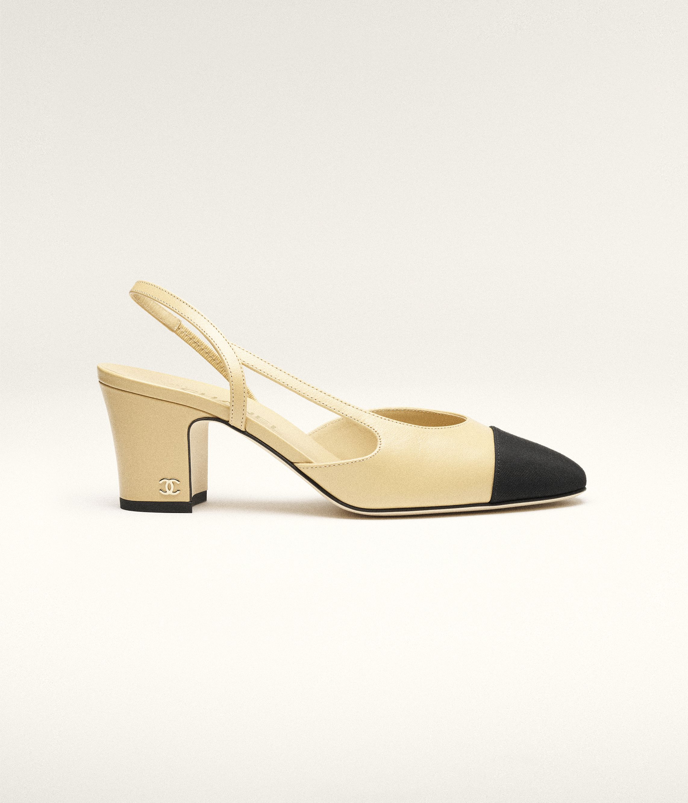 Slingbacks - Goatskin & grosgrain, black — Fashion | CHANEL