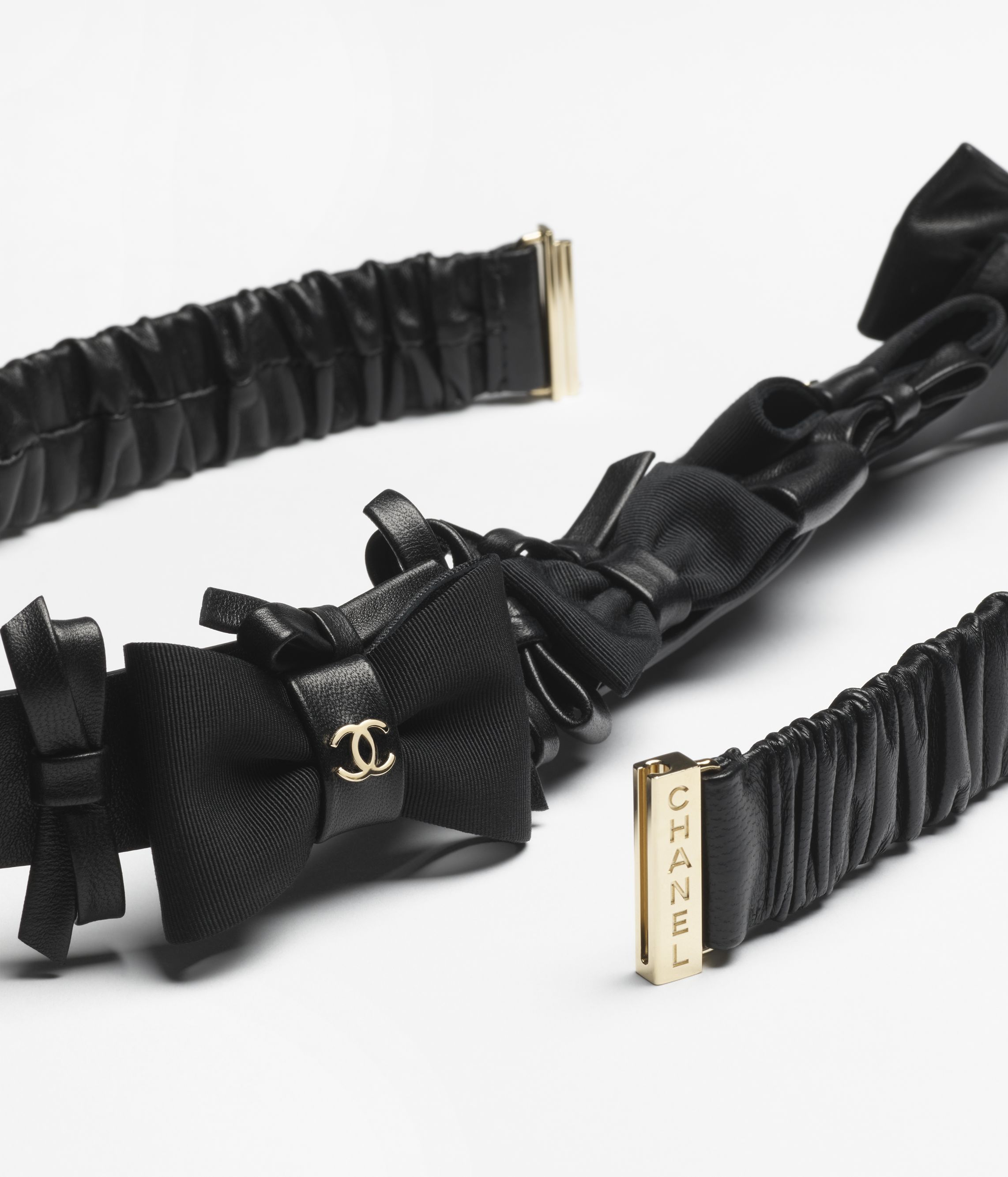 レザー ベルト - ラムスキン、ミックス ファイバー、ブラック