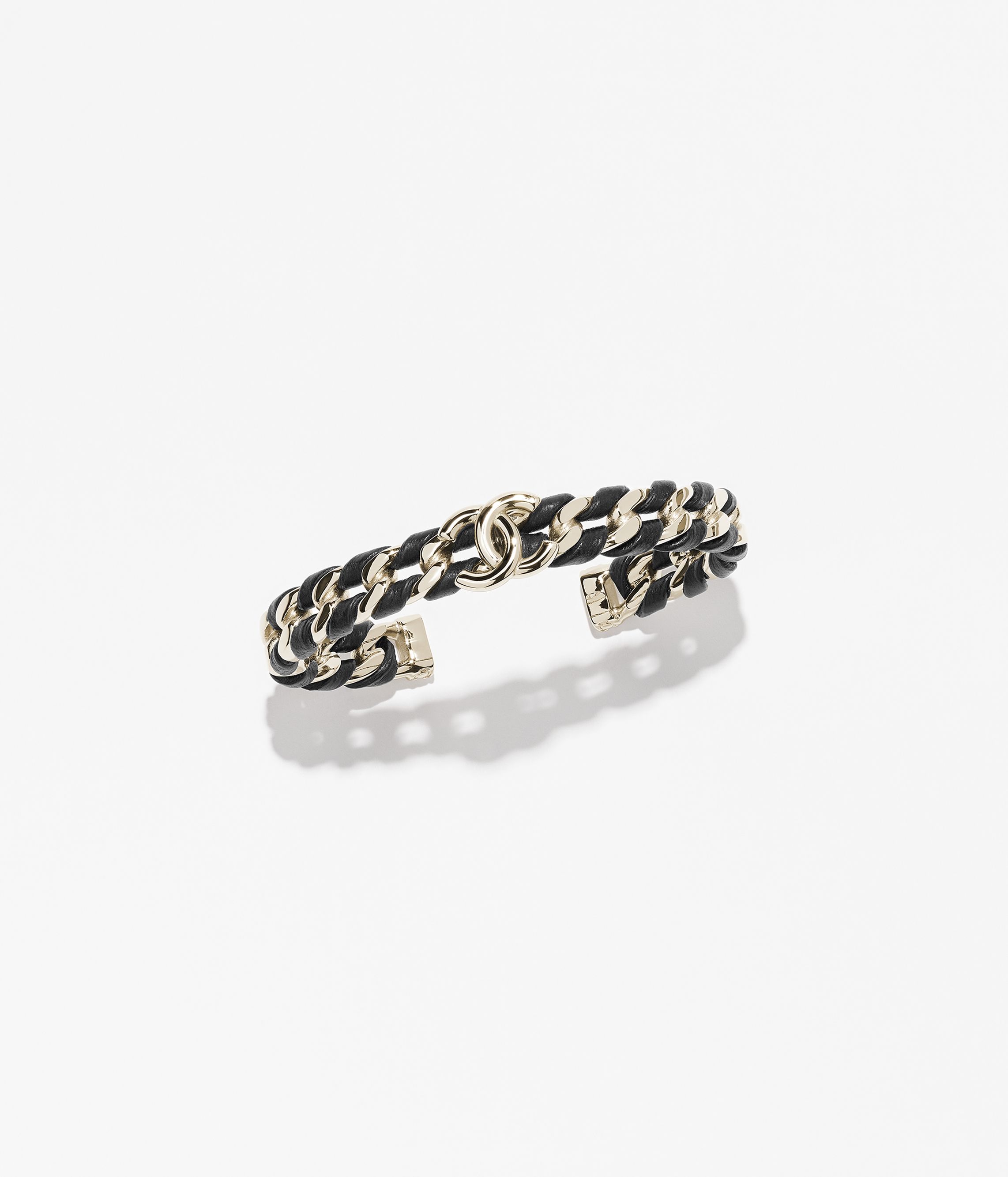 バングル - メタル、ラムスキン & レジン、ゴールド & ブラック