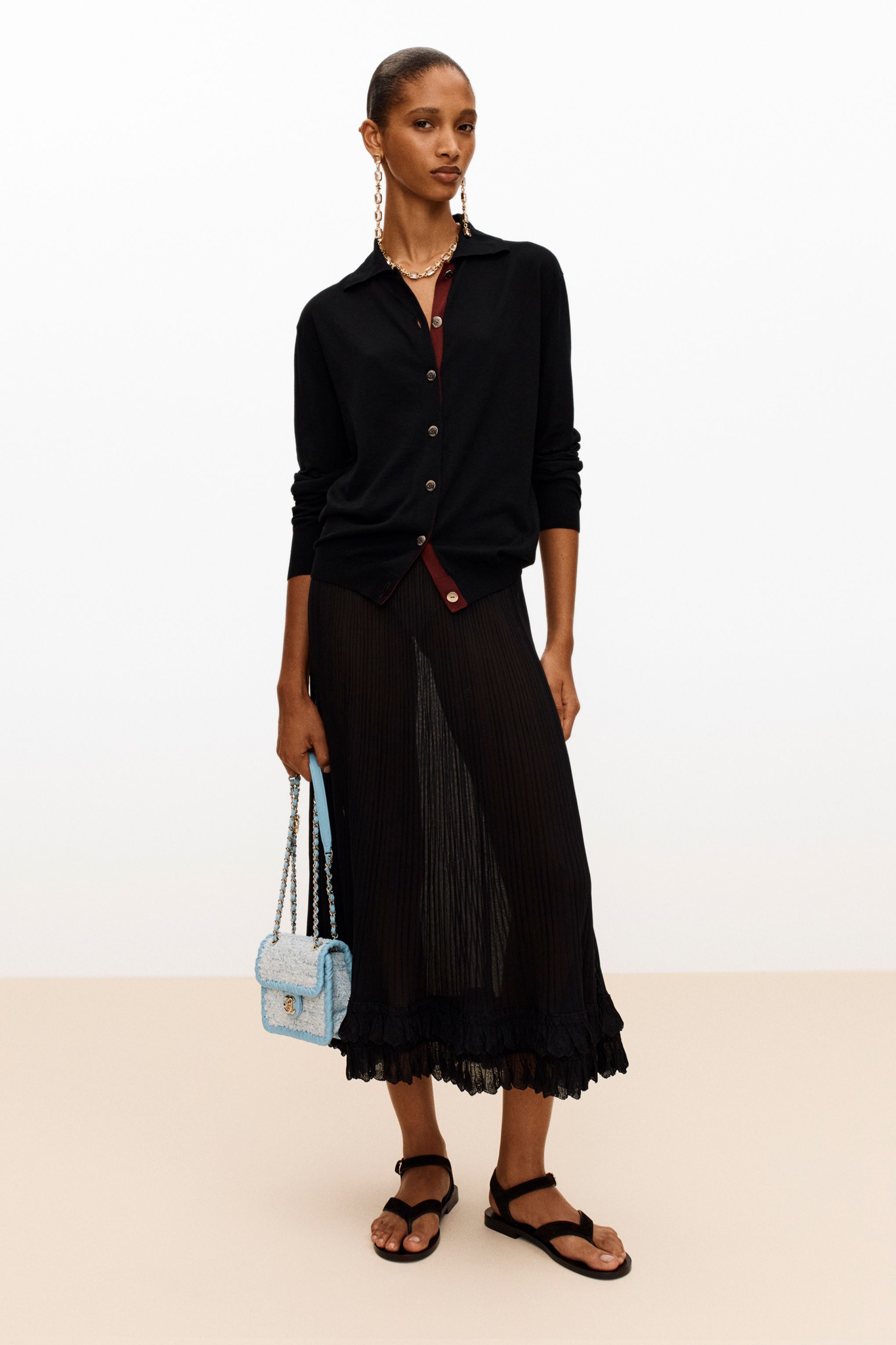 カーディガン - コットン & カシミヤ、ブラック — ファッション