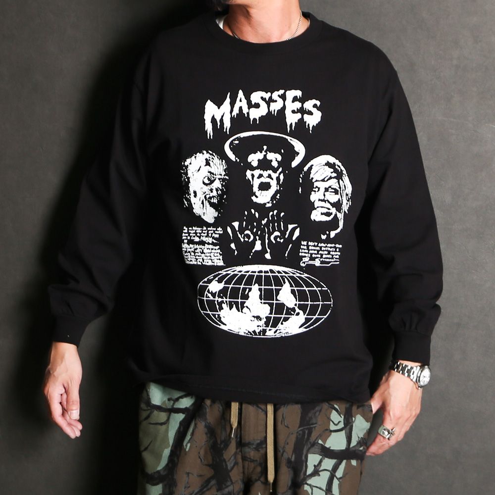 MASSES - T-SHIRT L/S GLOBE - BLACK / ロングスリーブ Tシャツ