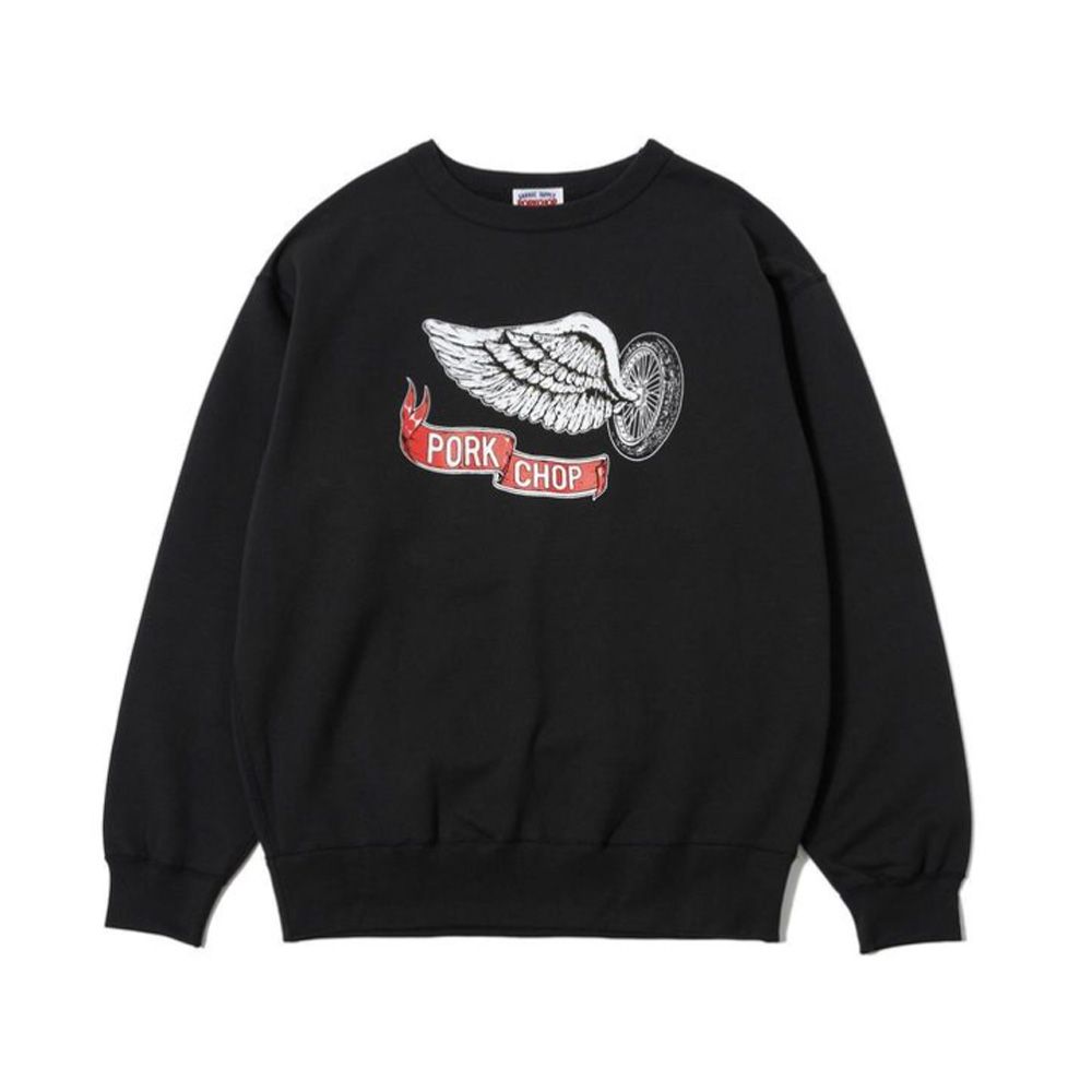 MASSES - 【ラスト1点-サイズM】 × PORKCHOP / SWEAT CREW FLING WHEEL