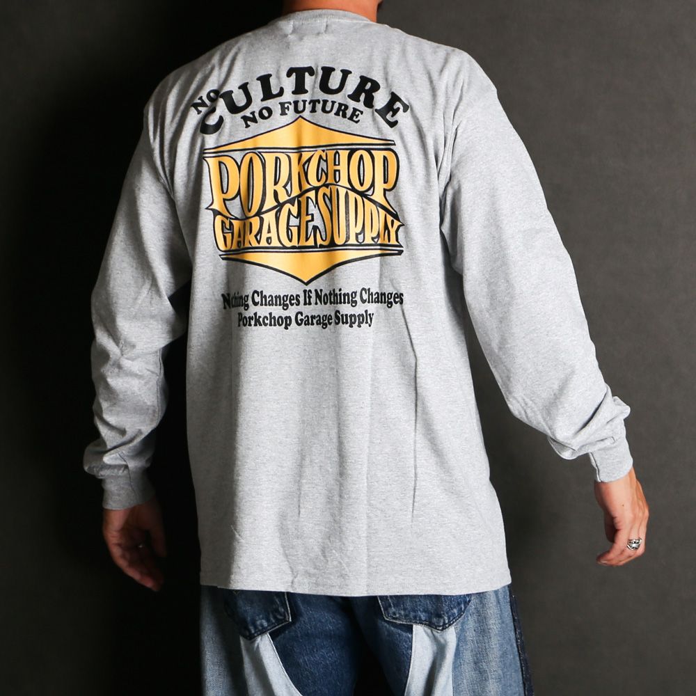 PORKCHOP - WAVE LOGO L/S TEE - GRAY / ロングスリーブTシャツ