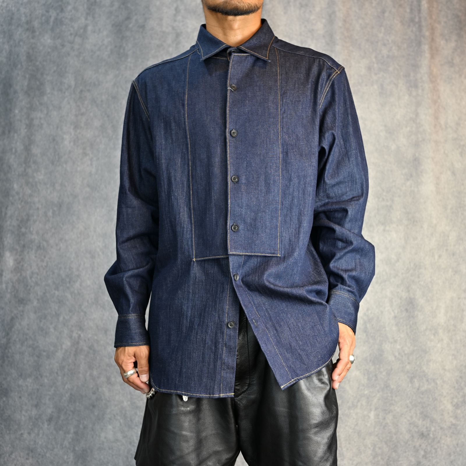 yohji yamamoto - 8OZ DENIM DOUBLE FRON SHIRT （INDIGO） / デニム