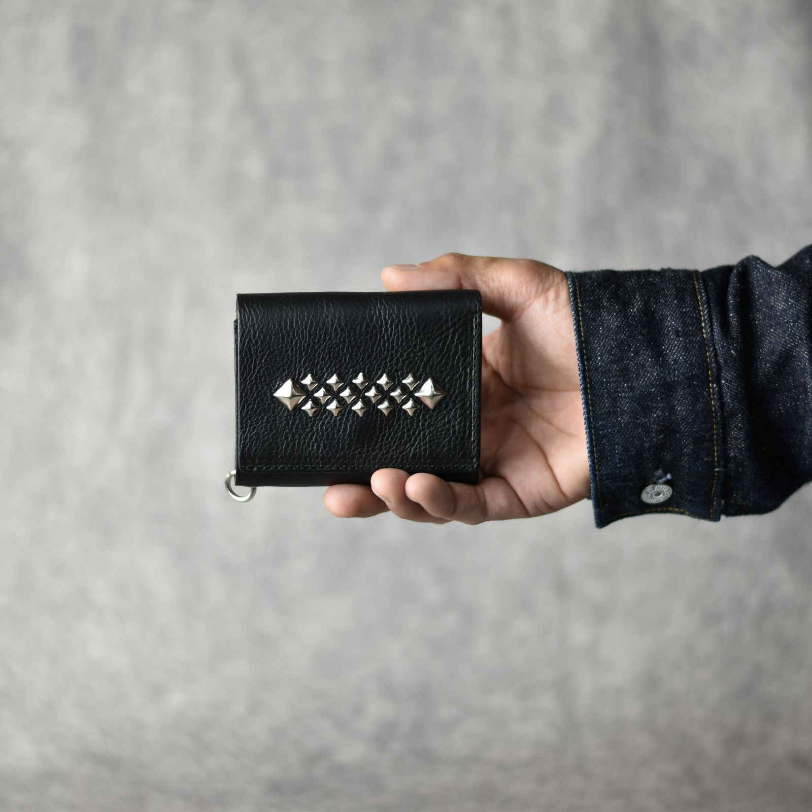 CALEE - STUDS LEATHER MULTI WALLET (BLACK) / スタッズ レザー