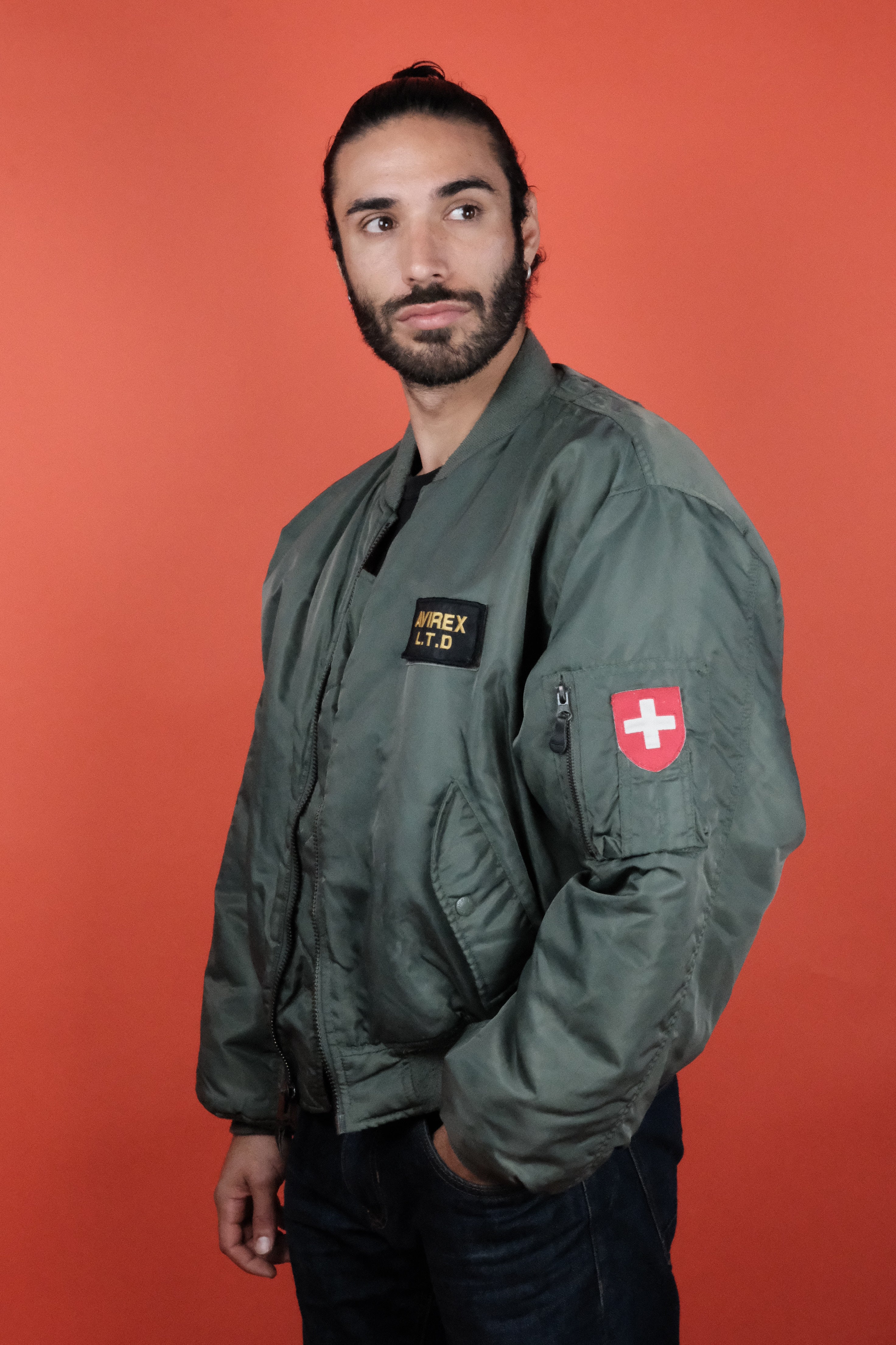 Avirex MA-1 Flying aka Bomber Jacket Olive Green ~ Vintage Store