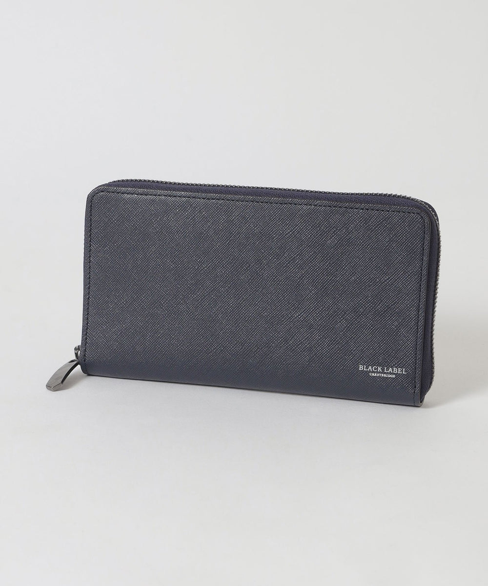 バイカラークレストブリッジチェックラウンドジップウォレット