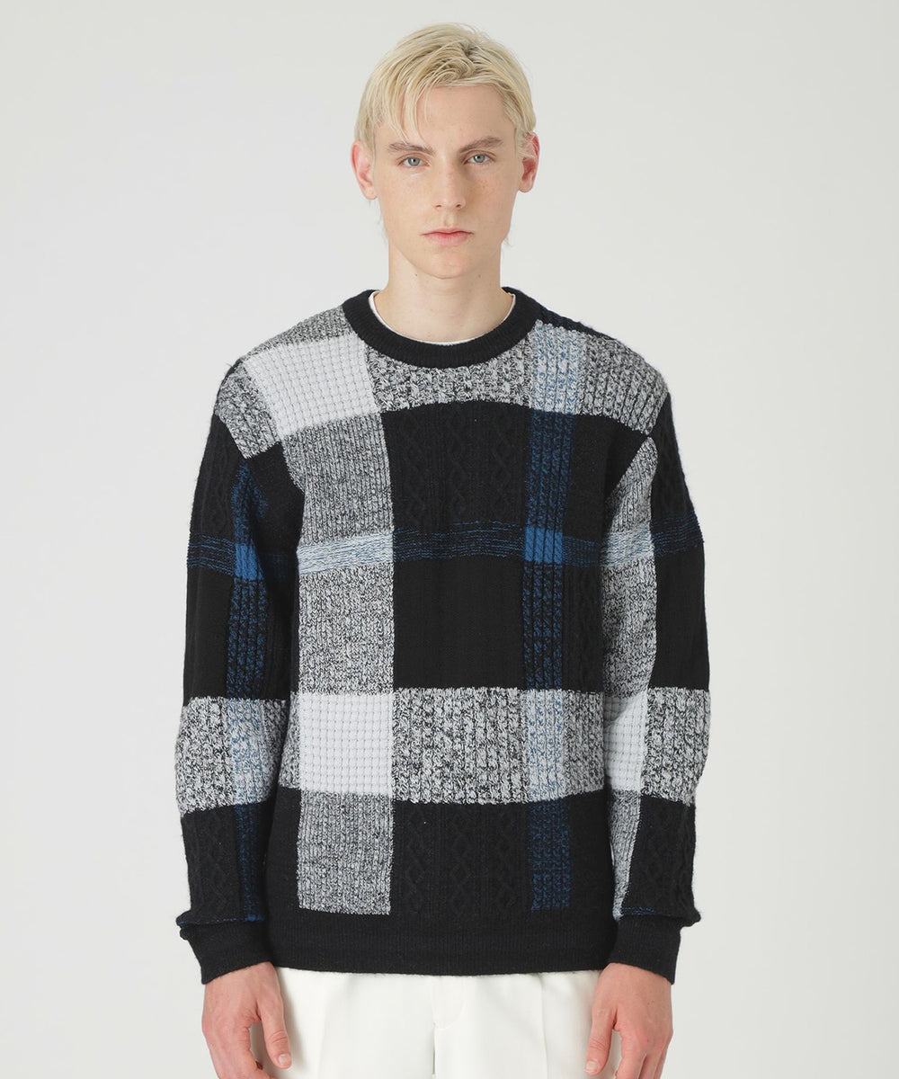 テクスチャーミックスクレストブリッジチェックニット（ニットウェア