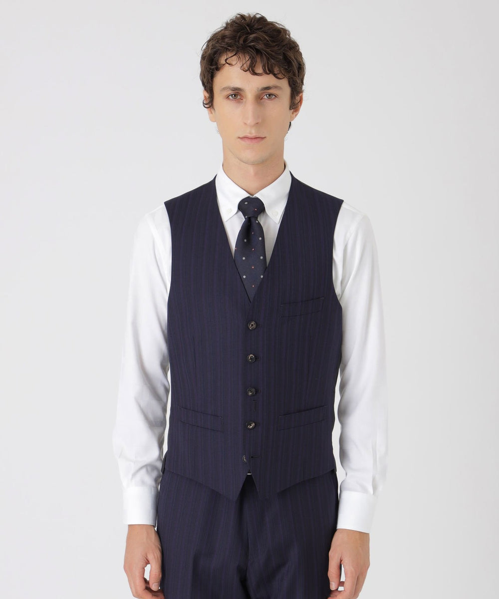 ネイビーオルタネートストライプスリーピーススーツ（スーツ）｜BLACK