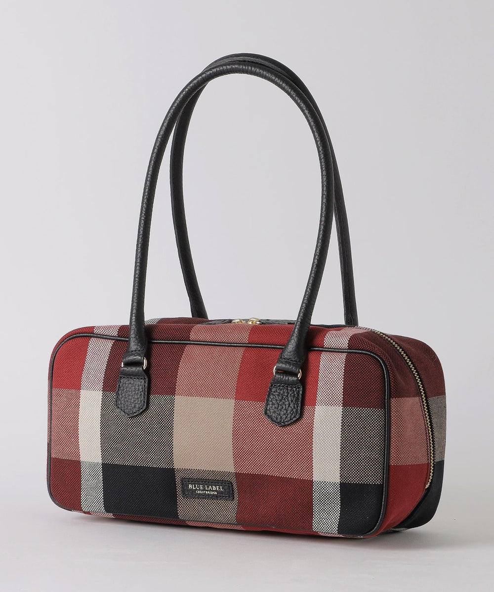 クレストブリッジチェックキャンバスボストンバッグ（バッグ）｜BLUE