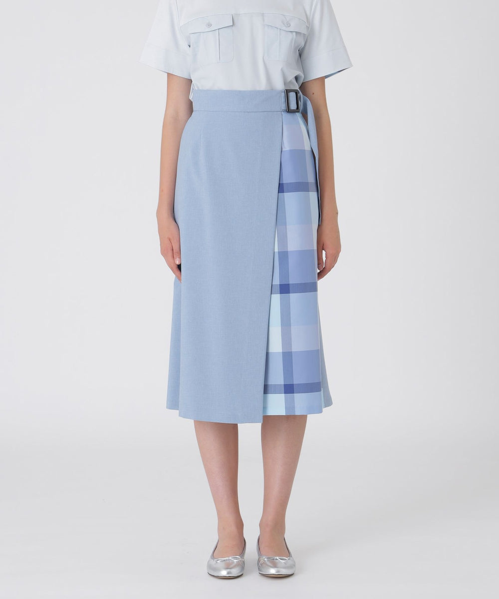 ハイカウントナノパーシャルチェックガウチョパンツ（パンツ）｜BLUE