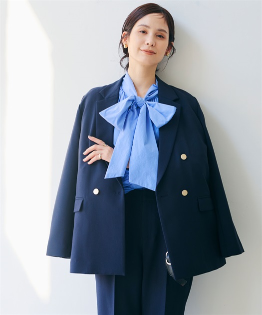 洗える・シワになりにくい》正解 金釦ダブルテーラードジャケット