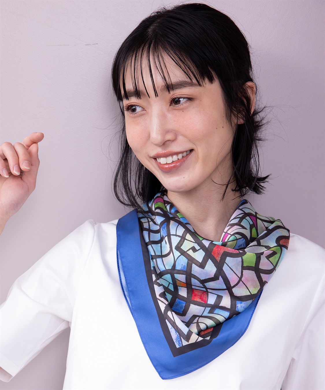 ヘラルボニー】プリントスカーフ A/C DESIGN BY ALPHA CUBIC｜クロス