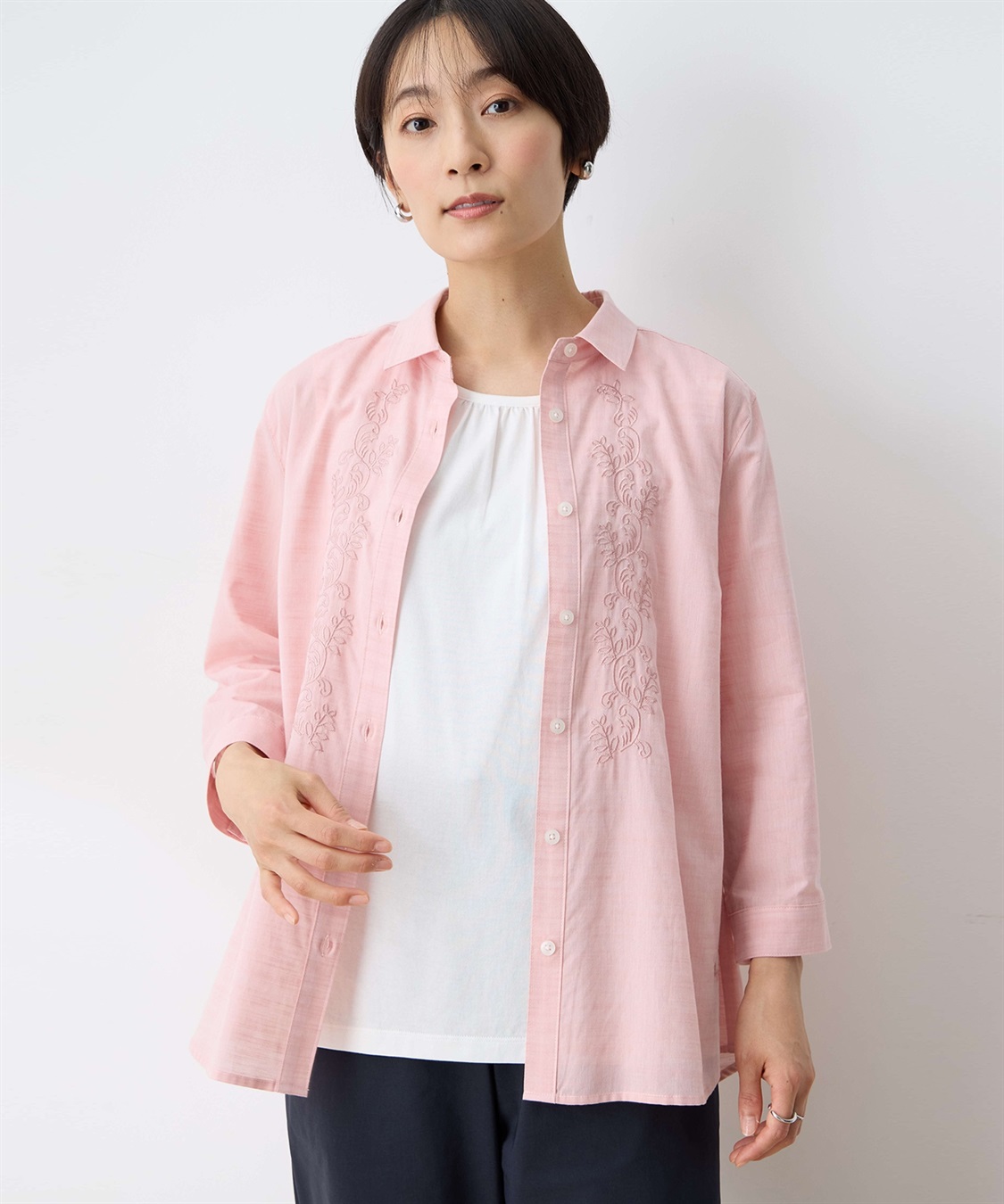 D-due デデュエ スケッチコレクション ピンク リネン ブラウス D-due