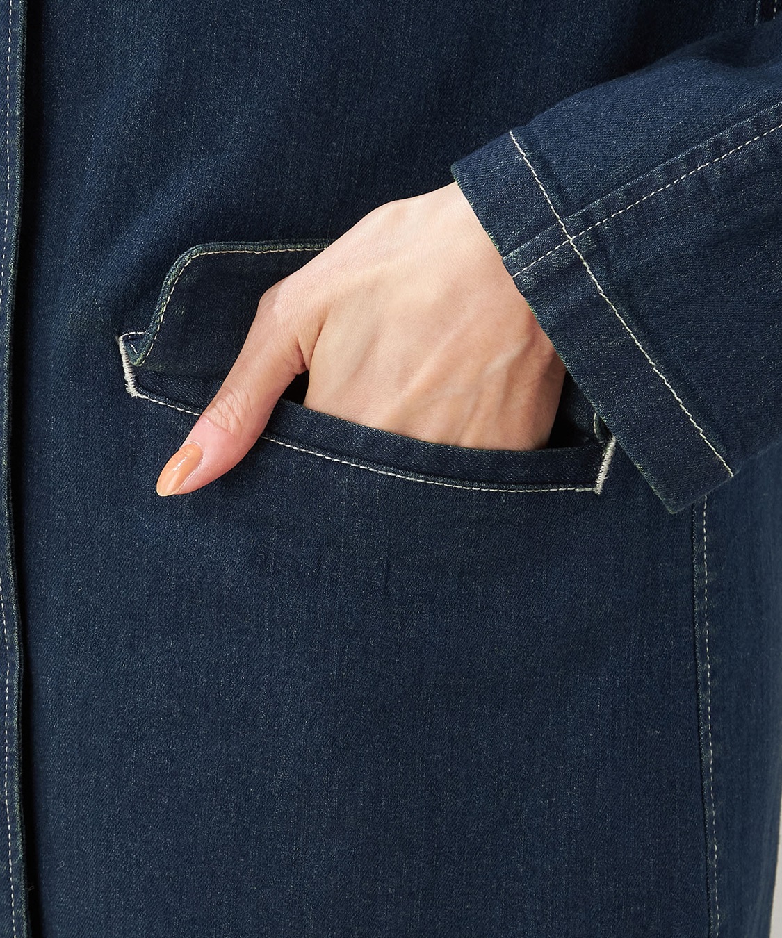 ステンカラーデニムロングコート DECOY｜クロスプラス公式通販サイト