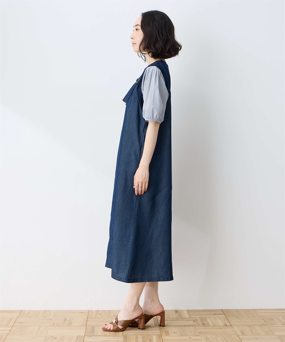 冷感】デニムサスペンダースカート DECOY｜クロスプラス公式通販サイト