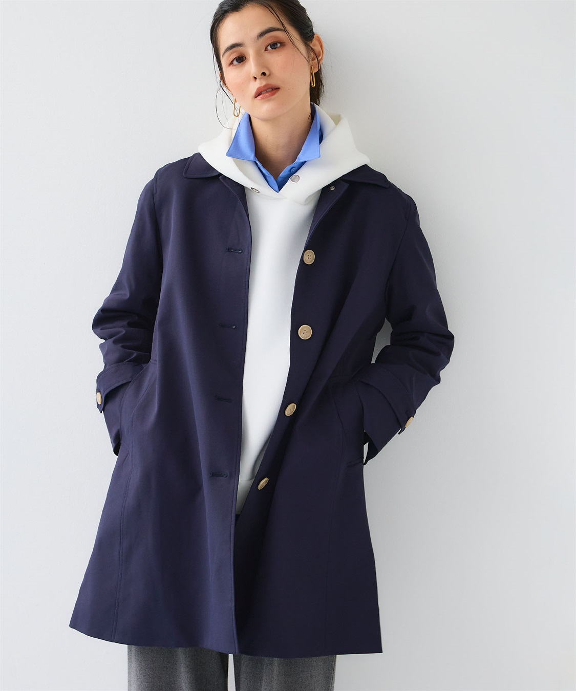 撥水》アクティかる ストレッチツイルステンカラーコート【CF/クロス