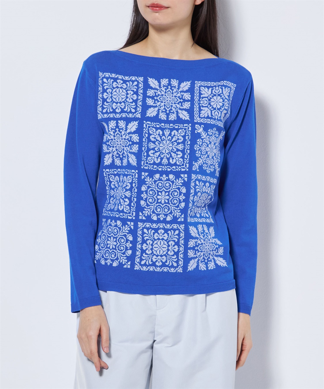 ブロック刺繍ニットプルオーバー 49AV JUNKO SHIMADA｜クロスプラス