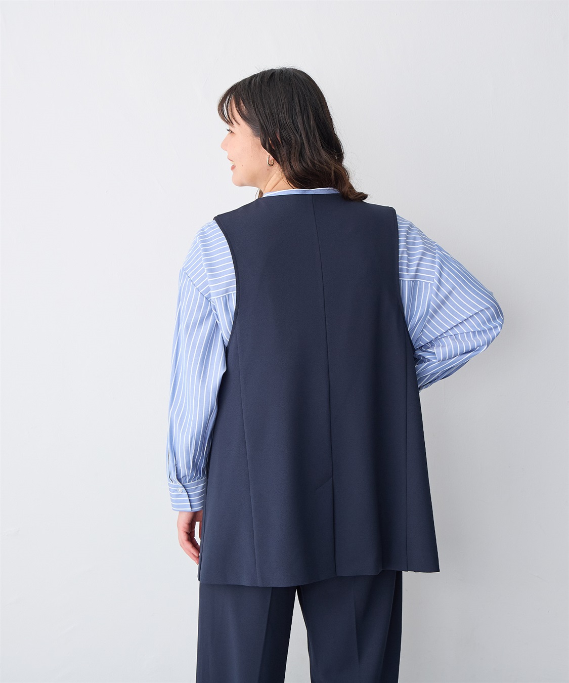 anyfee/プラスサイズ】ニットジョーゼットジレ anyfee｜クロスプラス