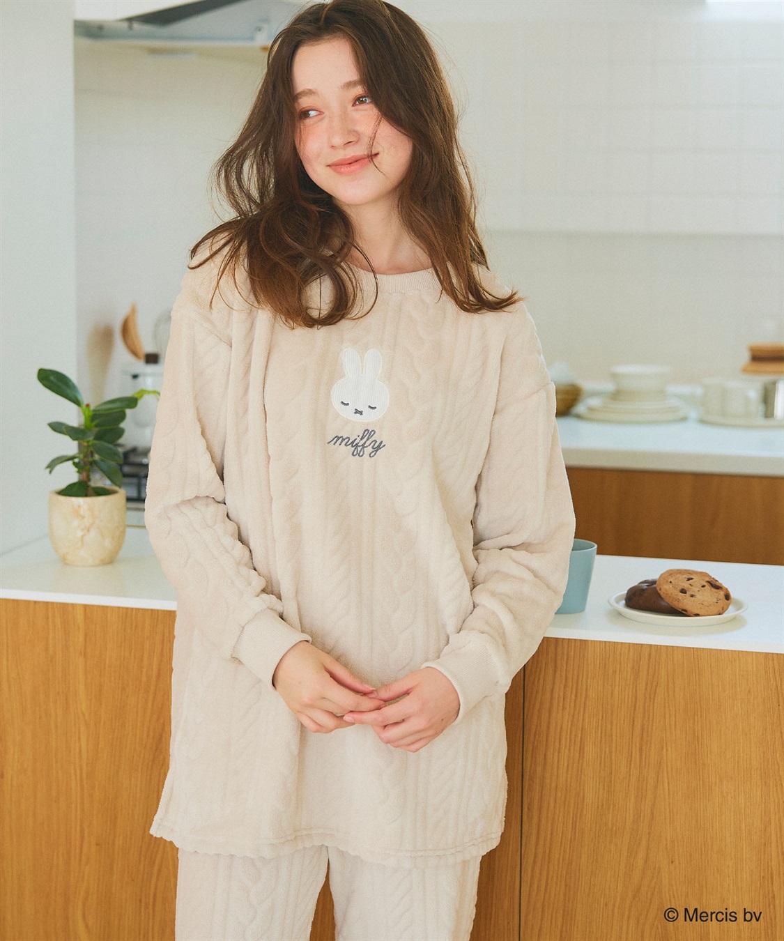 miffy/ミッフィー】刺繍ケーブルフリース長袖トップス/ルームウェア
