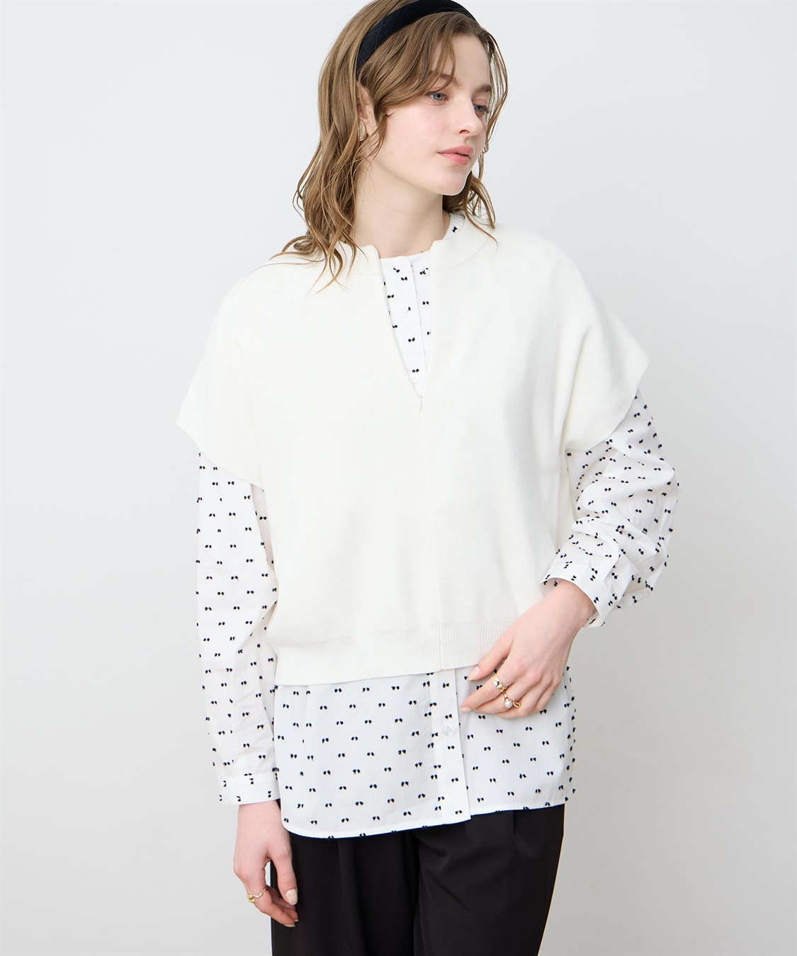 ハーフZIPニットベスト【ハンドウォッシャブル】 LE SOUK HOLIDAY