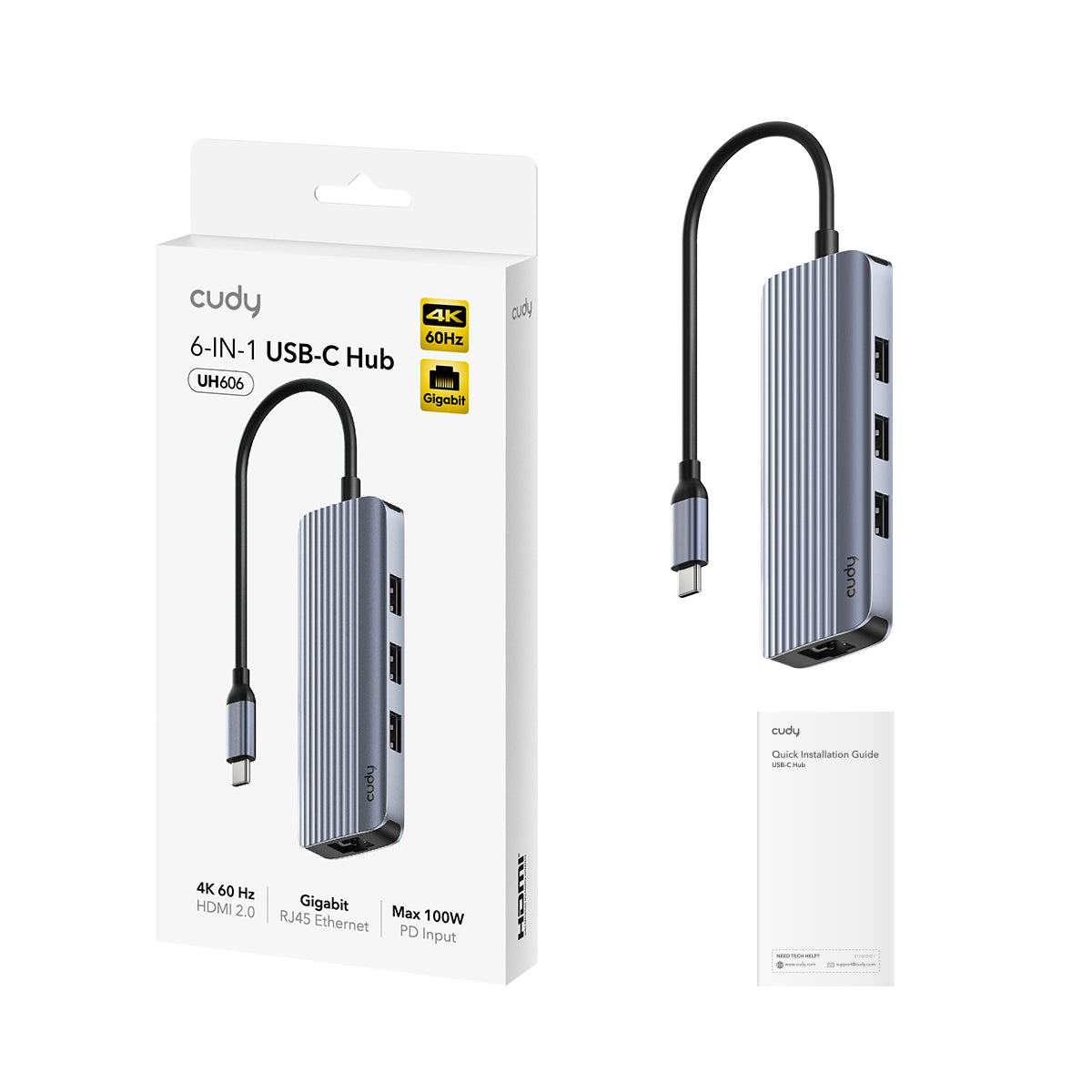 6-In-1 USB-C Hub with Gigabit Ethernet Port, UH606 1.0 – Cudy