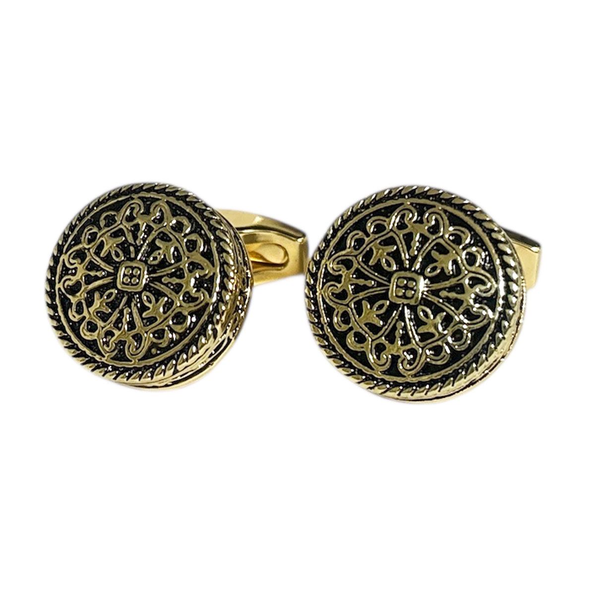 アンティークゴールドクロスデザインカフスボタン