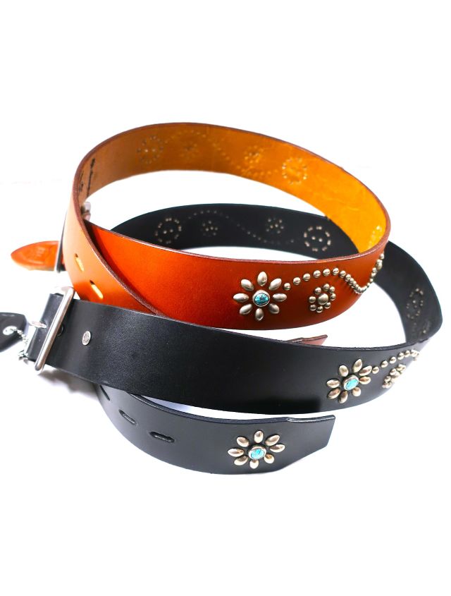 HTC ターコイズ フラワー スタッズベルト - アメカジ オンライン通販