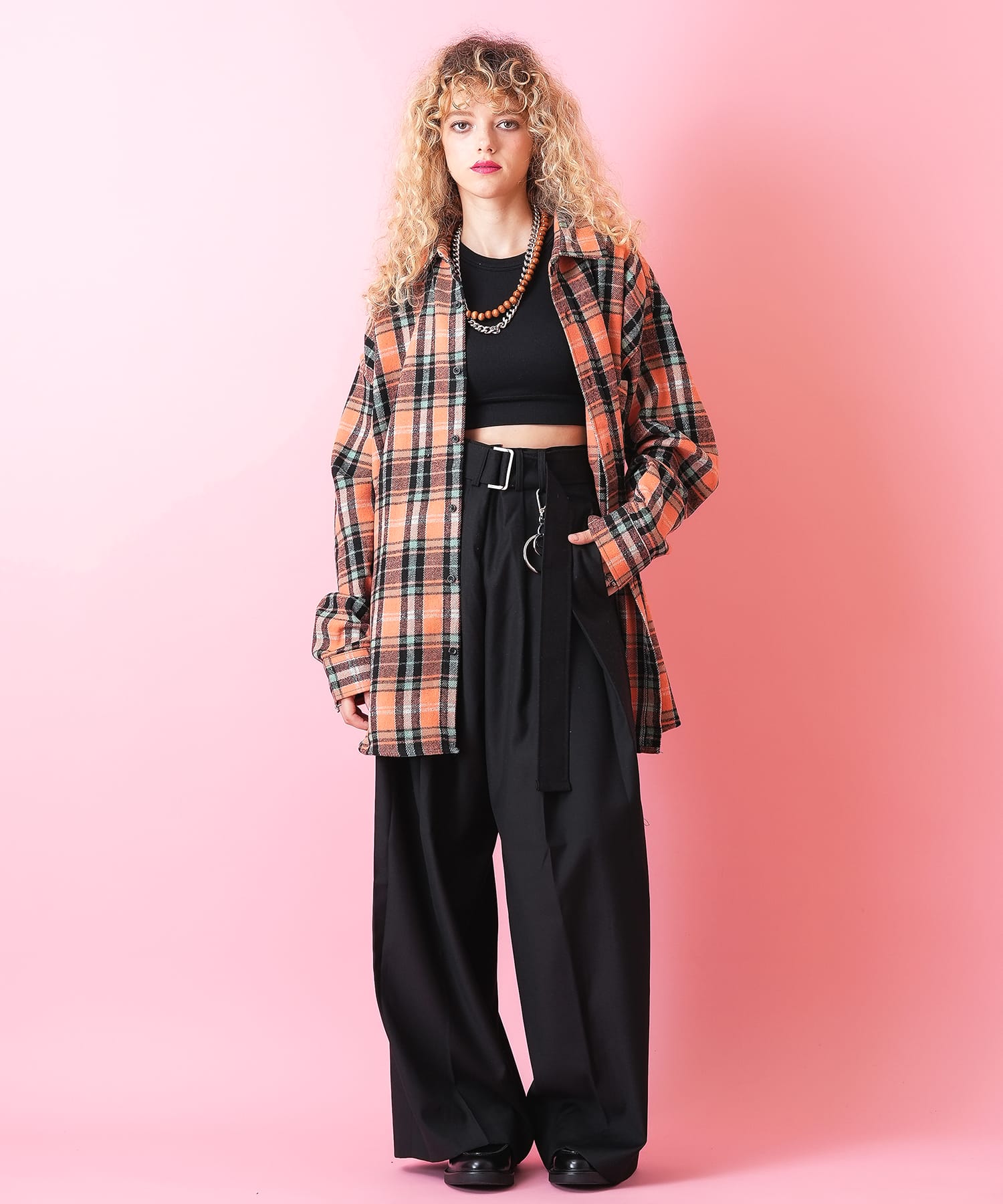 チェック柄オーバーサイズ肉厚ネルシャツジャケット / メンズ