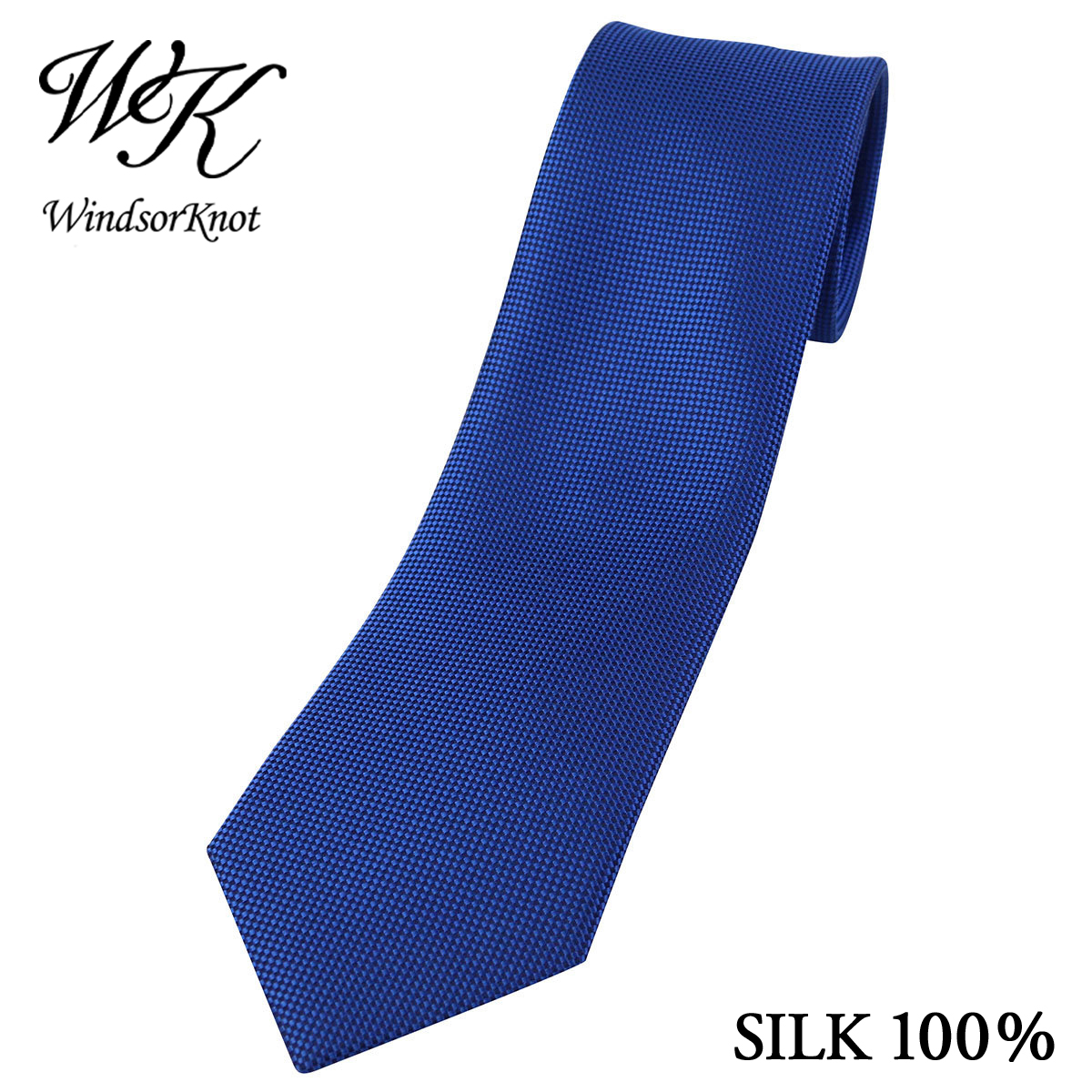 ネクタイ バスケット織り ソリッドタイ ブルー シルク100% 無地