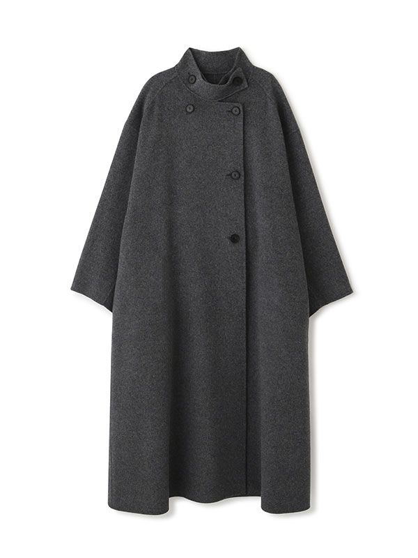 ETRE TOKYO - スタンドカラーリバーロングコート - GREY | ADDICT WEB SHOP