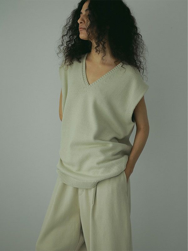 ETRE TOKYO - コットンカシミヤニットベスト - SAGE | ADDICT WEB SHOP