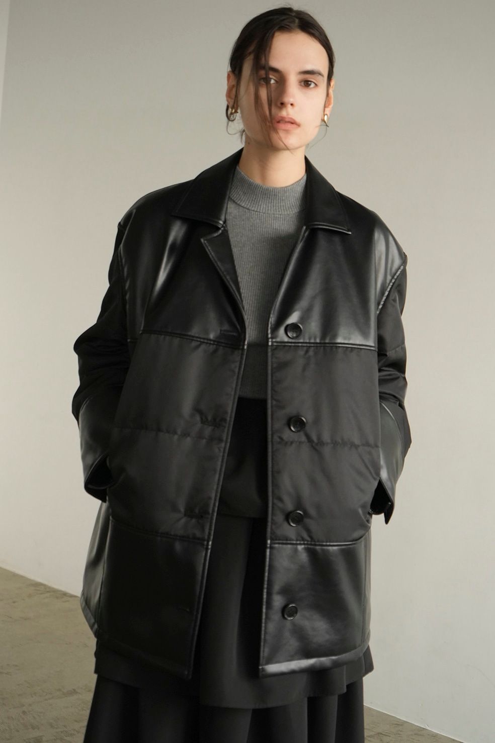 CLANE - ヴィーガンレザー オーバーサイズ ジャケット - LEATHER